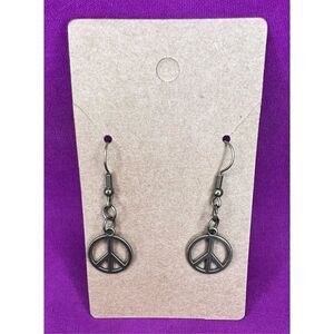 Handmade Bronze Dangly Peace Sign Earrings